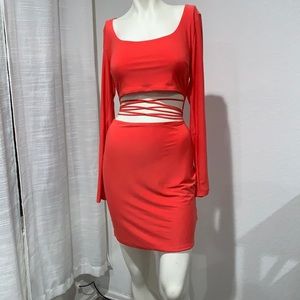 Fashion nova, coral dress. Brand new